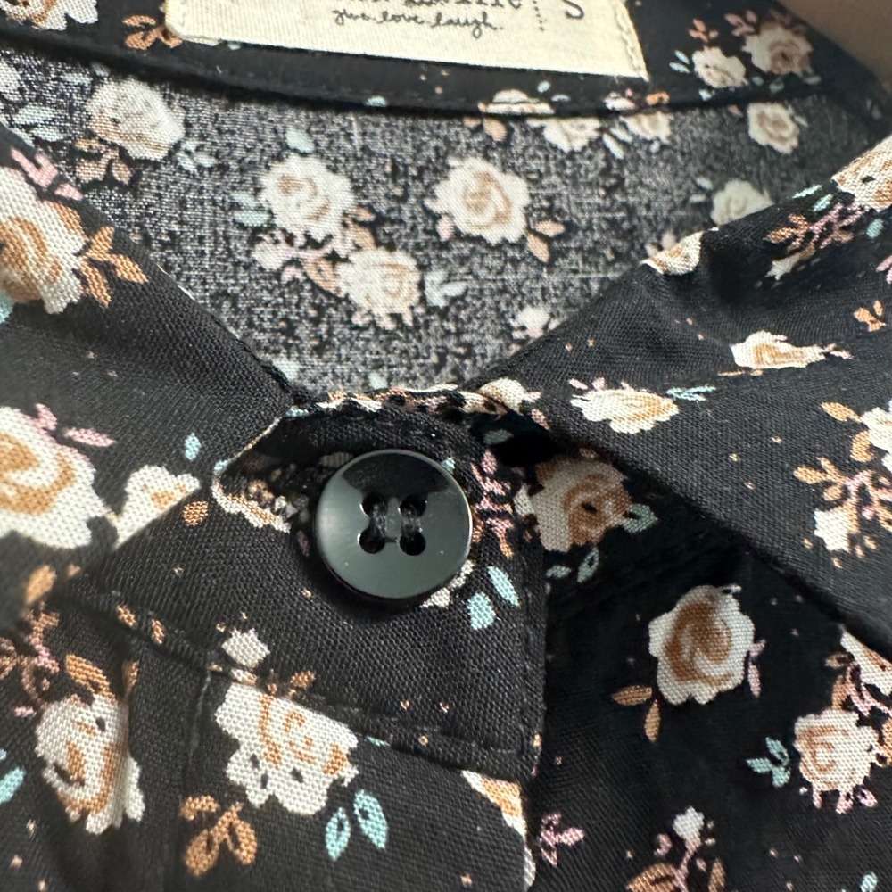 Natural Life Rebecca Midi Dress Womens S Black Ditsy Floral Tiered Button Front - Picture 14 of 16